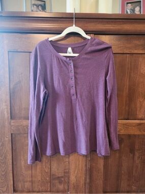 ‼️NWOT: Pact Organic Cotton Purple Henley Long Sleeve Top - L